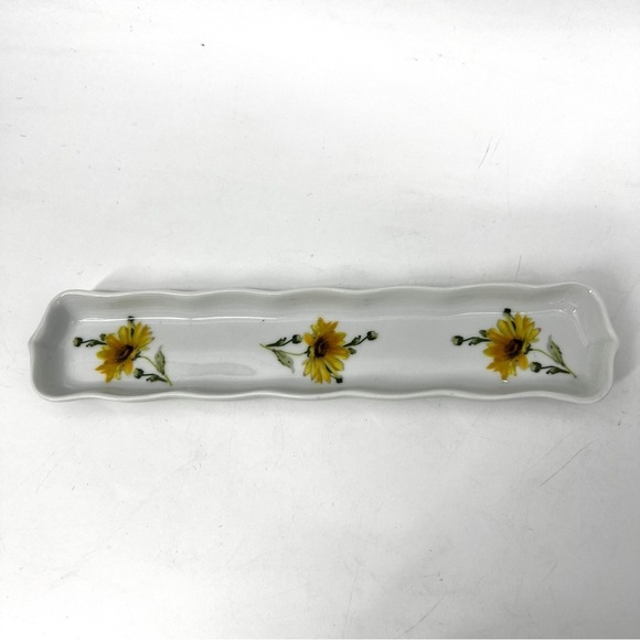 Limoges Fine Porcelain China Trinket Jewelry Pen eyeglass Floral Daisy Dish Tray - Picture 13 of 13